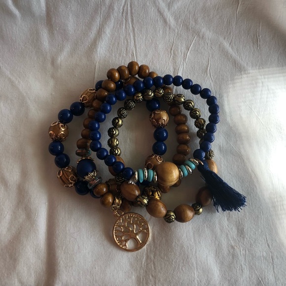 Four Wooden Beaded Hallow Tree Of Life Bracelets - Picture 3 of 8